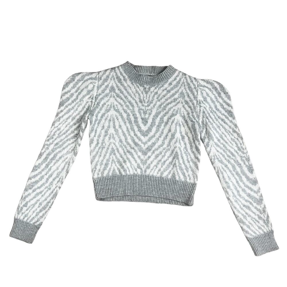 FOREVER 21 Women Grey & White Printed Animal Print Pullover Sweater-Size S